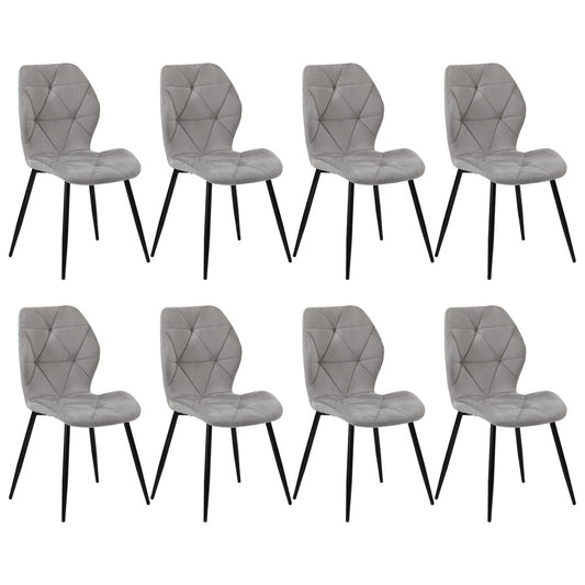 Oikiture Dining Chairs Set of 8 Velvet Grey