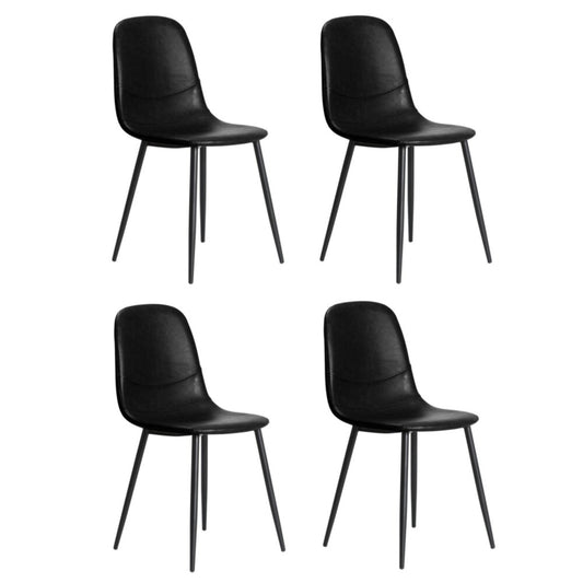 Oikiture 4x Dining Chairs PU Leather Black