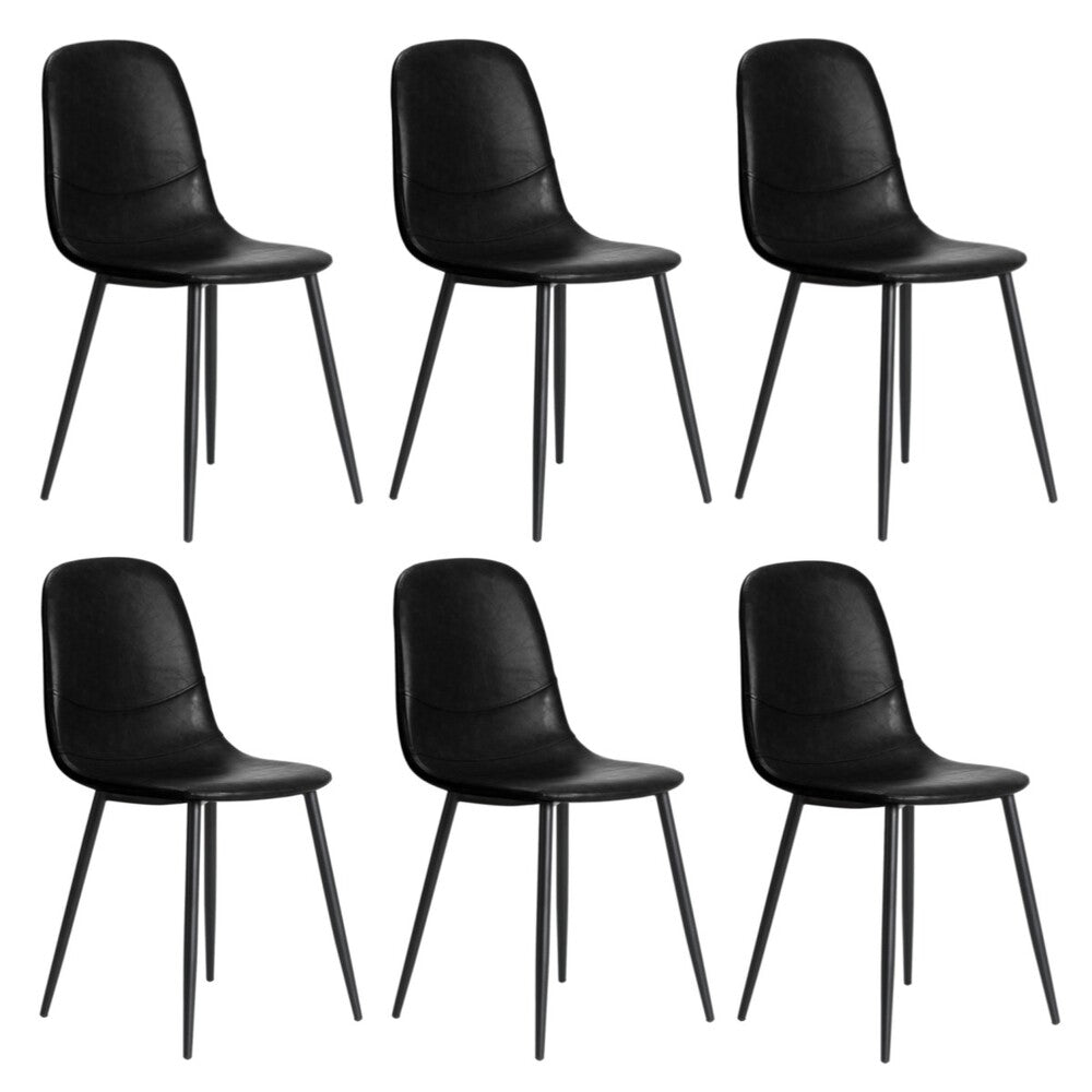 Oikiture 6x Dining Chairs PU Leather Black