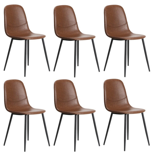 Oikiture 6x Dining Chairs PU Leather Brown