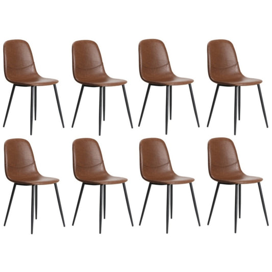 Oikiture 8x Dining Chairs Accent Chair PU Leather Brown
