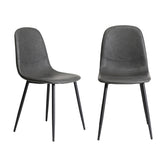 Oikiture 2x Dining Chairs Lounge Room PU Leather Grey
