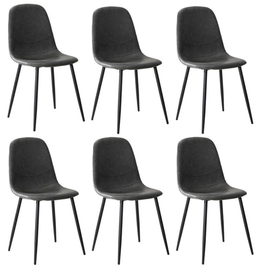 Oikiture 6x Dining Chairs PU Leather Grey