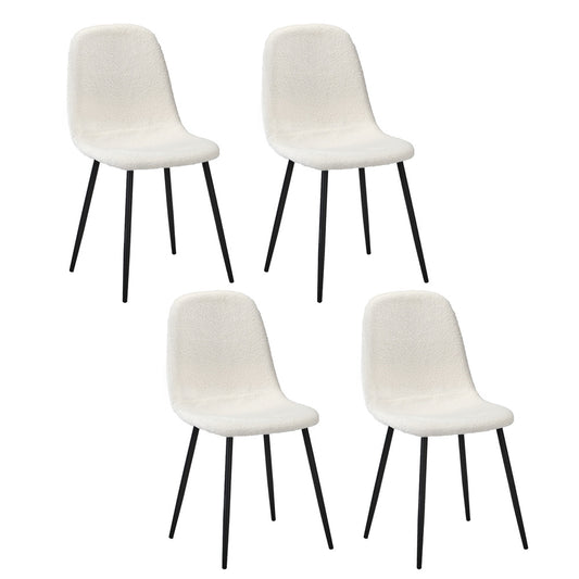 Oikiture 4x Dining Chairs Sherpa White and Black