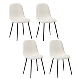 Oikiture 4x Dining Chairs Sherpa White and Black
