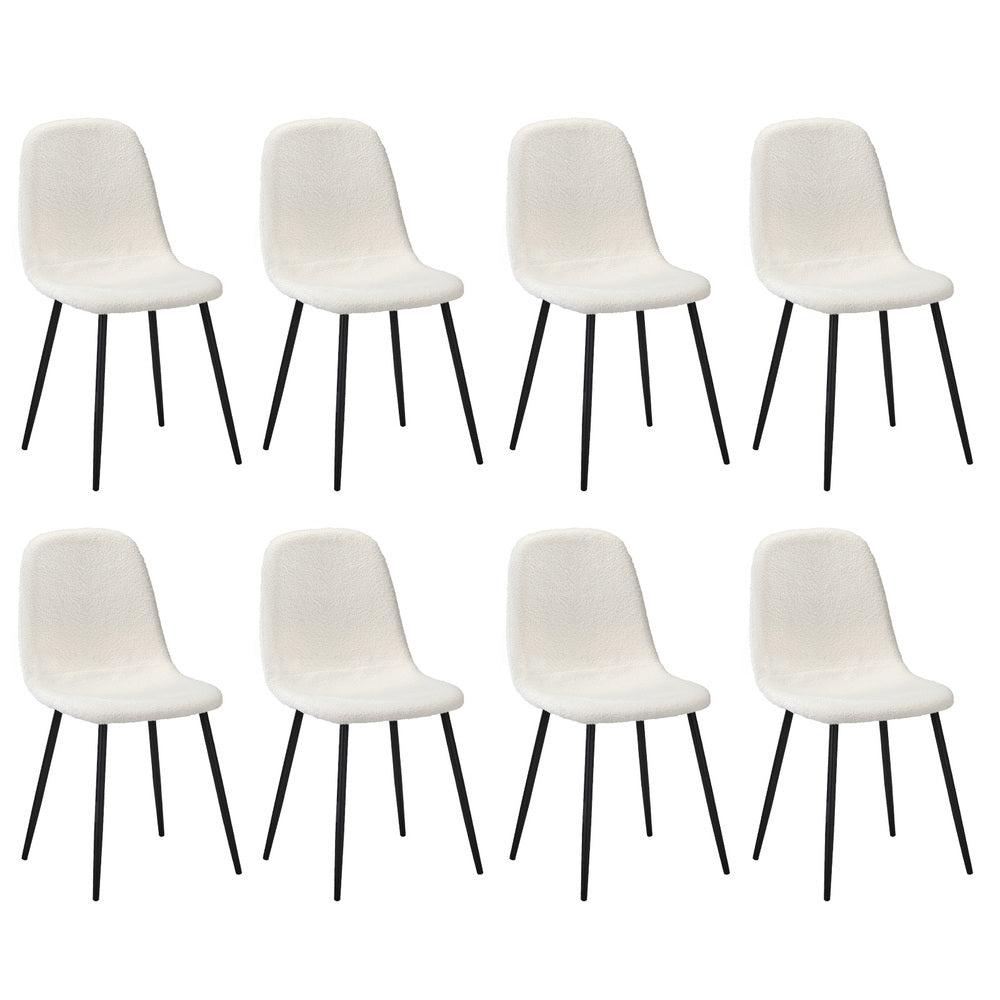 Oikiture 8x Dining Chairs Sherpa White and Black
