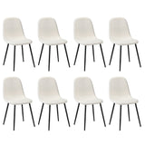 Oikiture 8x Dining Chairs Sherpa White and Black