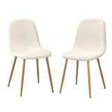 Oikiture 2x Dining Chairs Sherpa White and Wooden