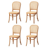 Oikiture 4PCS Dining Chairs Wooden Chairs Rattan Natural