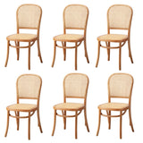Oikiture 6PCS Dining Chairs Wooden Chairs Rattan Natural