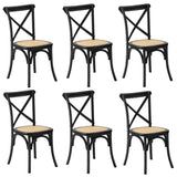 Oikiture 6PCS Crossback Dining Chair Ratan Seat Black