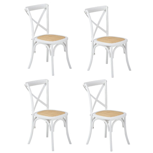 Oikiture 4PCS Crossback Dining Chair Ratan Seat White