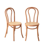Oikiture Dining Chair Solid Wooden Chairs Ratan Seat Beige
