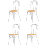 Oikiture 4x Wooden Dining Chair Ratan Seat White