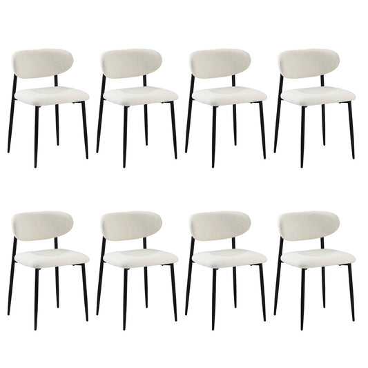 Oikiture 8x Dining Chairs Boucle Fabric Black&White