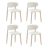 Oikiture 4x Dining Chairs Boucle Fabric Wood&White