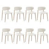 Oikiture 8x Dining Chairs Boucle Fabric Wood&White