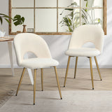 Oikiture 6PCS Dining Chairs Armchair Sherpa Golden White