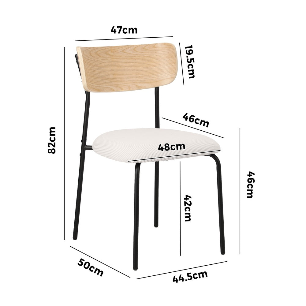 Oikiture 8PCS Dining Chairs Padded Kitchen Chair Corduroy Beige