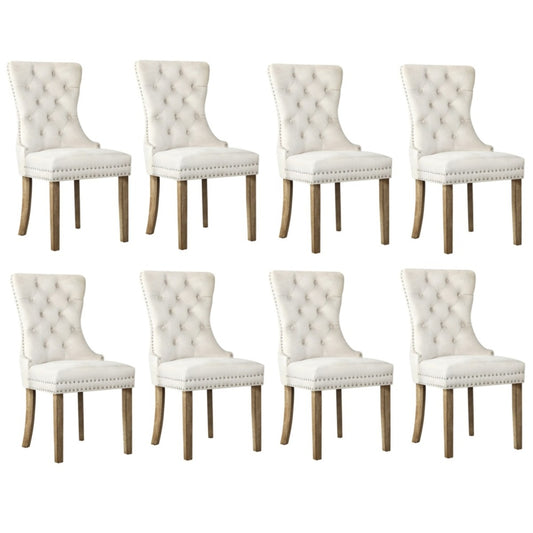 Oikiture 8x Velvet Dining Chairs French Provincial Tufted Beige