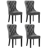 Oikiture 4x Velvet Dining Chairs French Provincial Tufted Grey