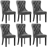 Oikiture 6x Velvet Dining Chairs French Provincial Tufted Grey