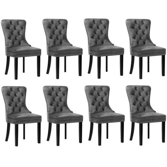Oikiture 8x Velvet Dining Chairs French Provincial Tufted Grey