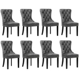Oikiture 8x Velvet Dining Chairs French Provincial Tufted Grey