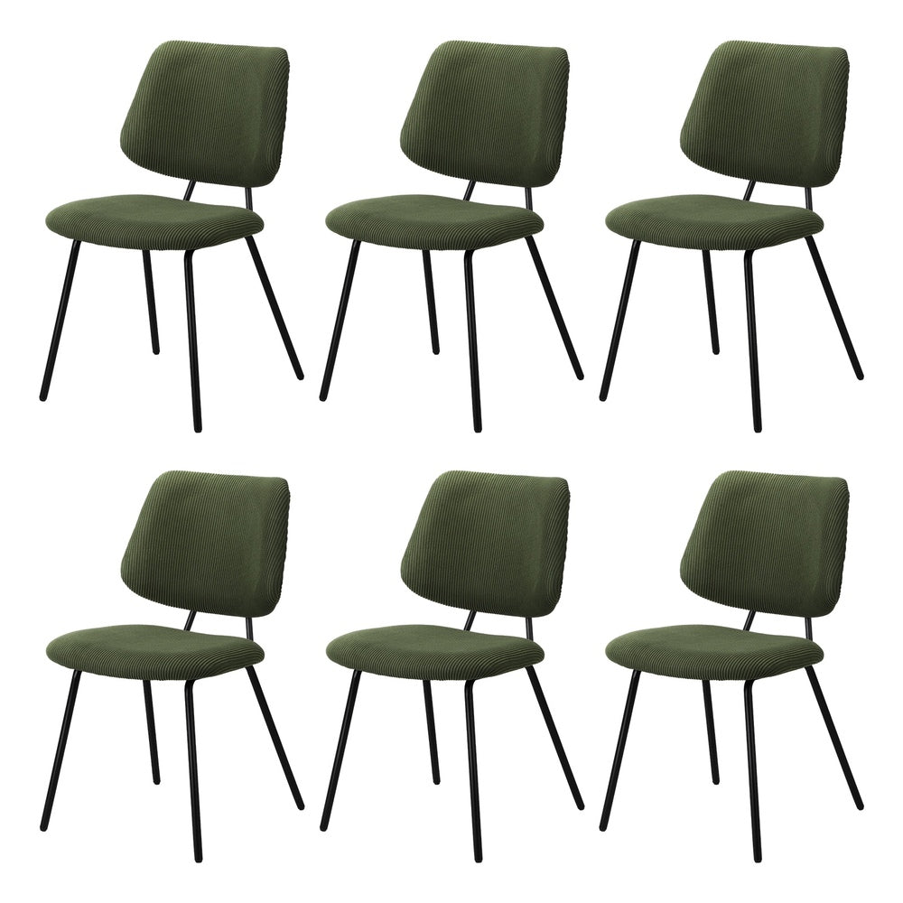 Oikiture 6x Dining Chair Vintage Retro Polyester Padded Green