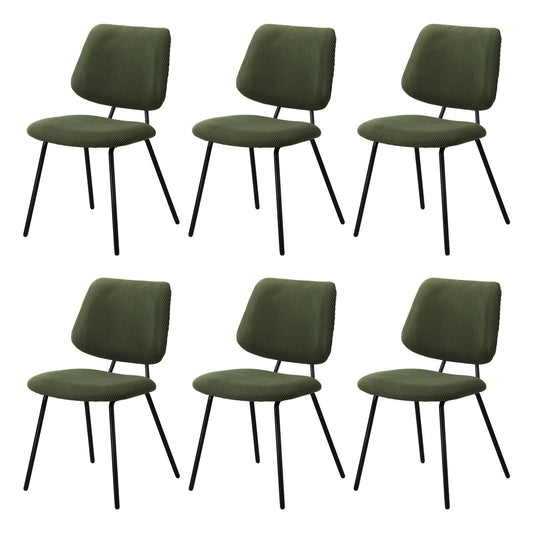 Oikiture 6x Dining Chair Vintage Retro Polyester Padded Green