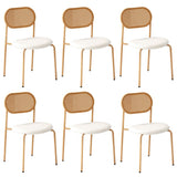 Oikiture 6PCS Dining Chair Rattan Furniture Sherpa White