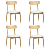 Oikiture 4x Dining Chairs PU Leather Solid Wood Beige