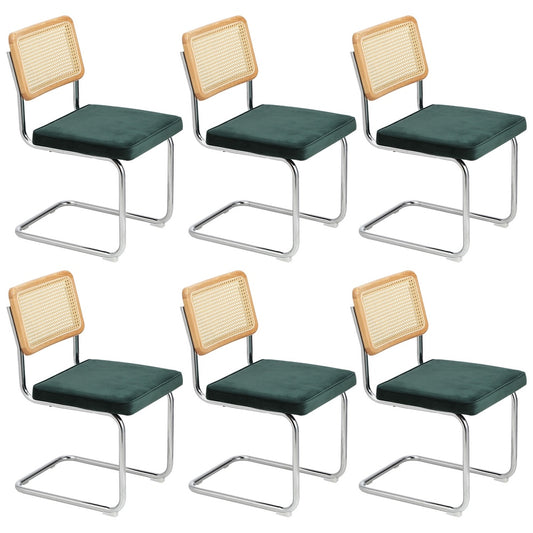 Oikiture 6x Rattan Dining Chair Cesca Replica Cantilever Velvet