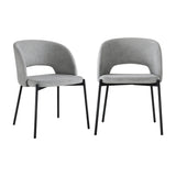 Oikiture Dining Chair Set of 2 Linen Grey and Black