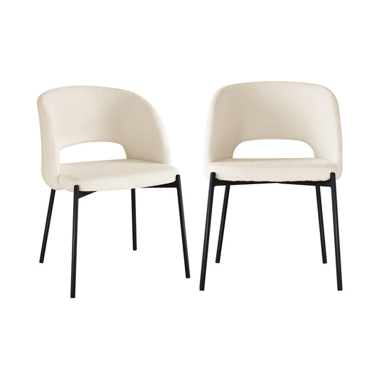 Oikiture Dining Chair Set of 2 Sherpa White and Black