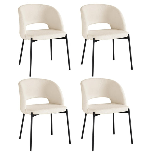 Oikiture 4x Armchair Dining Chair Sherpa White&Black
