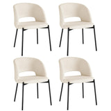 Oikiture 4x Armchair Dining Chair Sherpa White&Black