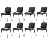 Oikiture 8x Dining Chairs Retro PU Leather Solid Wood Metal Leg Black