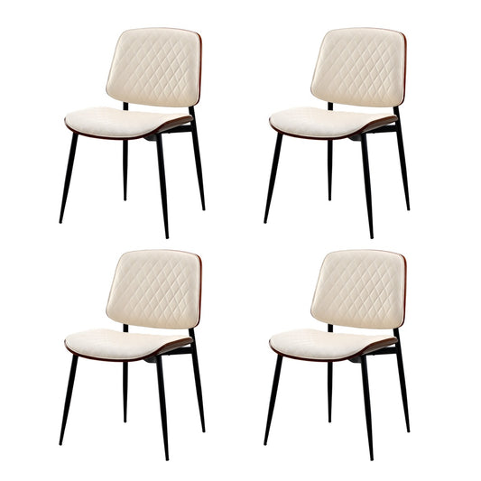 Oikiture 4x Dining Chairs PU Leather Wood Frame Metal Legs White