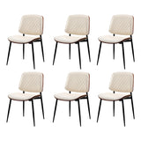 Oikiture 6x Dining Chairs PU Leather Wood Frame Metal Legs White