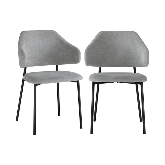 Oikiture Dining Chair Set of 2 Grey and Black