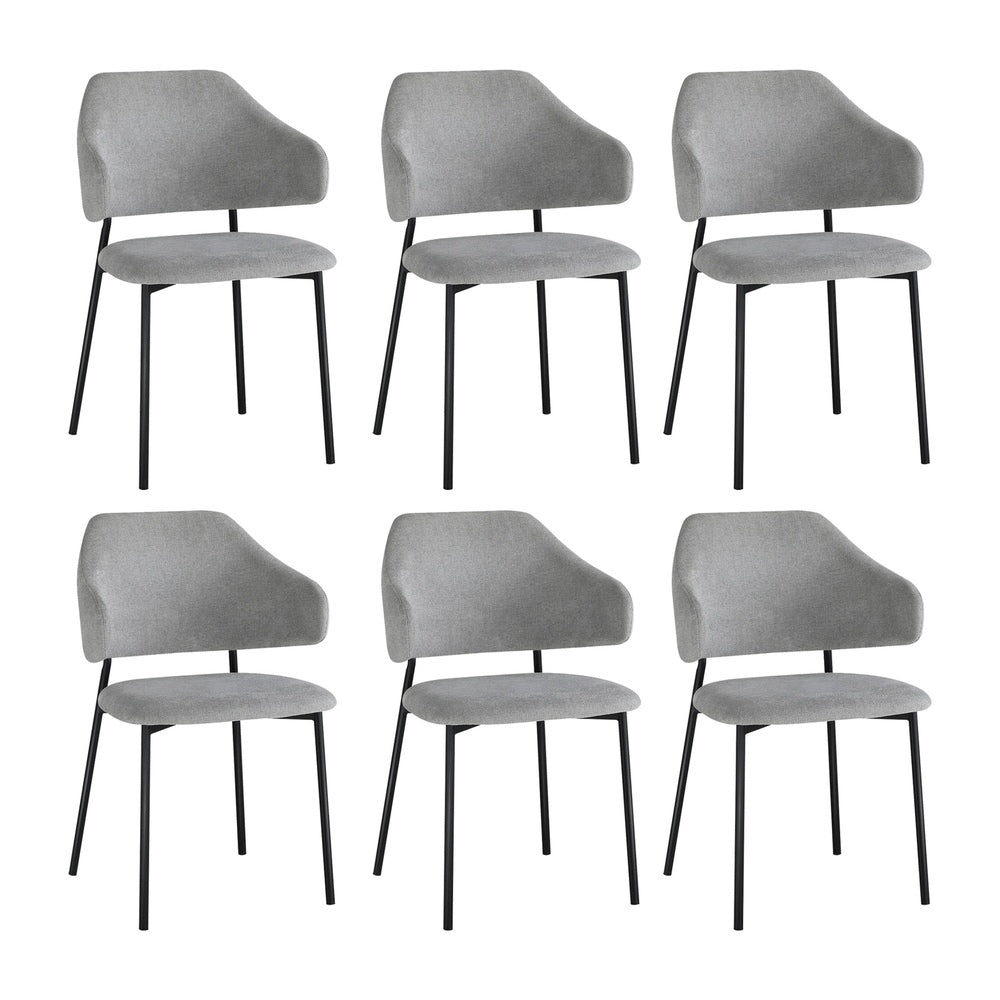 Oikiture 6x Dining Chairs Tub Fabric Grey&Black