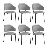 Oikiture 6x Dining Chairs Tub Fabric Grey&Black