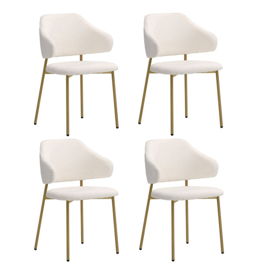 Oikiture 4x Dining Chair Sherpa Gold&White