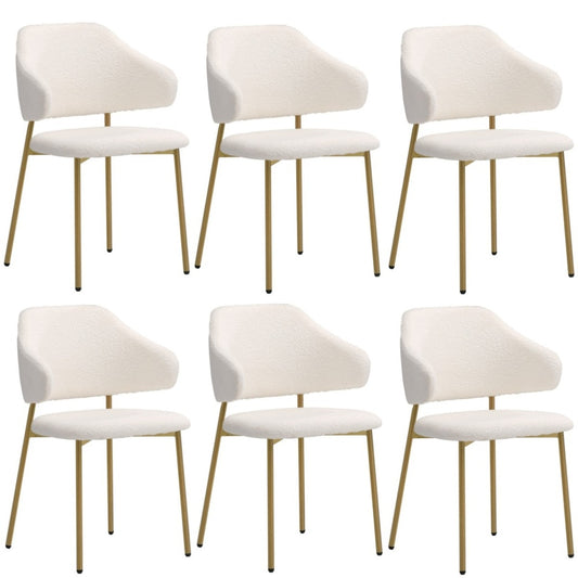 Oikiture 6x Dining Chair Sherpa Gold&White
