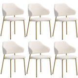 Oikiture 6x Dining Chair Sherpa Gold&White