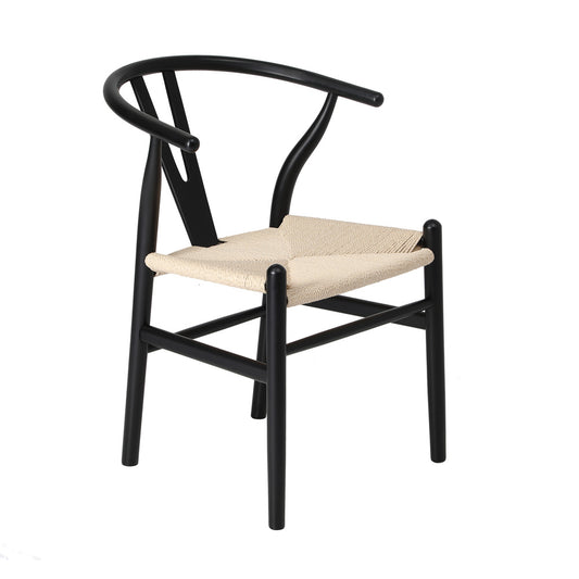 Oikiture Dining Chair Wooden Hans Wegner Wishbone Black