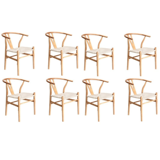 Oikiture 8x Dining Chair Wooden Hans Wegner Wishbone