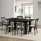 Oikiture 160cm Extendable Dining Table with 6PCS Dining Chairs Geometric Black