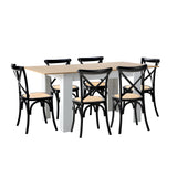 Oikiture 160cm Extendable Dining Table with 6PCS Chairs Crossback Black
